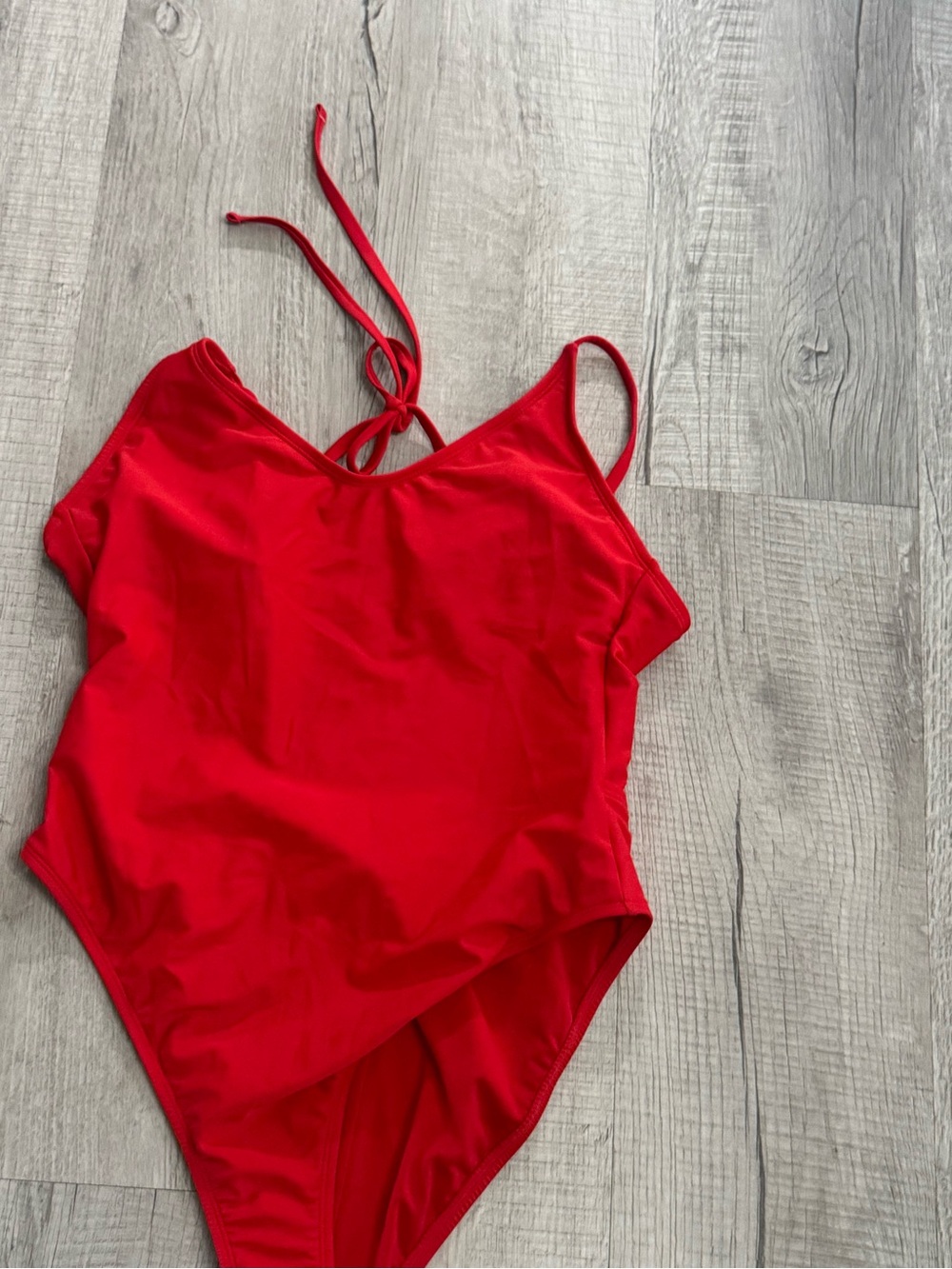 wild fable Bright Red V‑Neck One‑Piece Swimsuit - Picture 2 of 5